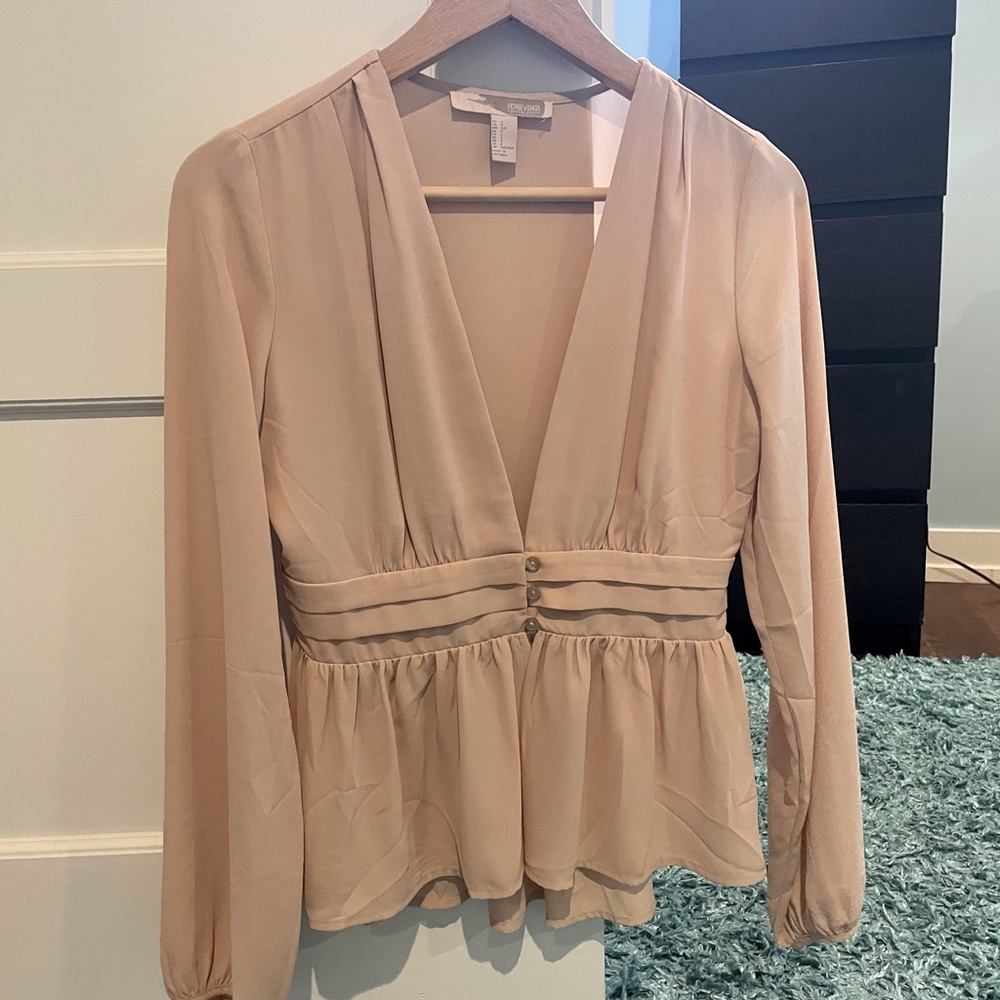 Beige button blouse